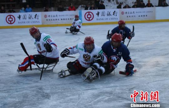 中俄冰橇冰球友谊赛在河北承德避暑山庄举行